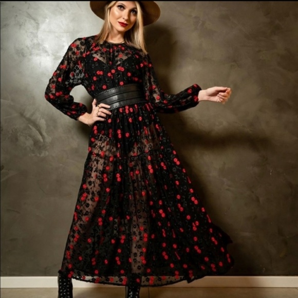 🌹NWT Zara Oversized Dress W Floral Embroidery🌹 - Picture 2 of 16